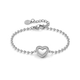 Soffio D'Amore CZ Heart Silver Steel Bracelet